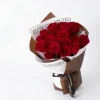 eternal love 19 red roses main Frontal view of 19 premium red roses in brown and white "Flowers Studio" wrapping for China delivery