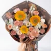 luxury mixed flower bouquet side view Side perspective of the large vintage bouquet showcasing the grand volume and professional layered wrapping craftsmanship.