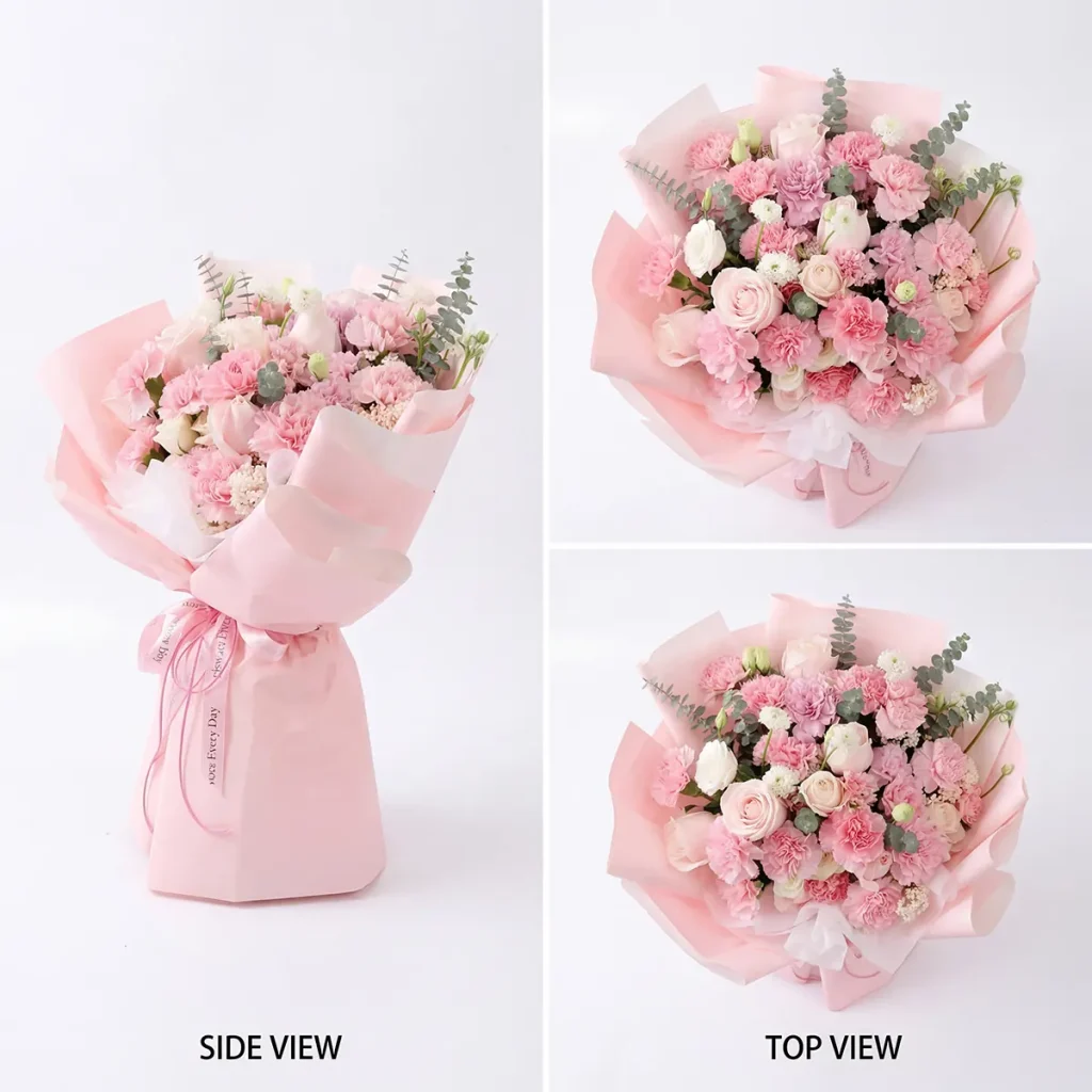 Graceful Pink Carnation & Rose Garden Bouquet - China Delivery Elegant pink carnations and roses garden-style bouquet for heartfelt China flower delivery.