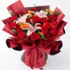 red carnation lily bouquet top angle red carnation lily bouquet top angle