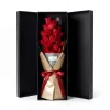 red rose luxury gift box main Frontal view of 19 premium red roses in a luxury black gift box with gold wrapping. High-end flower delivery China.
