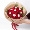 rustic red roses white daisies bouquet china A rustic bouquet of premium red roses accented with white daisies, wrapped in natural kraft paper with a red ribbon. Perfect for flower delivery in China.